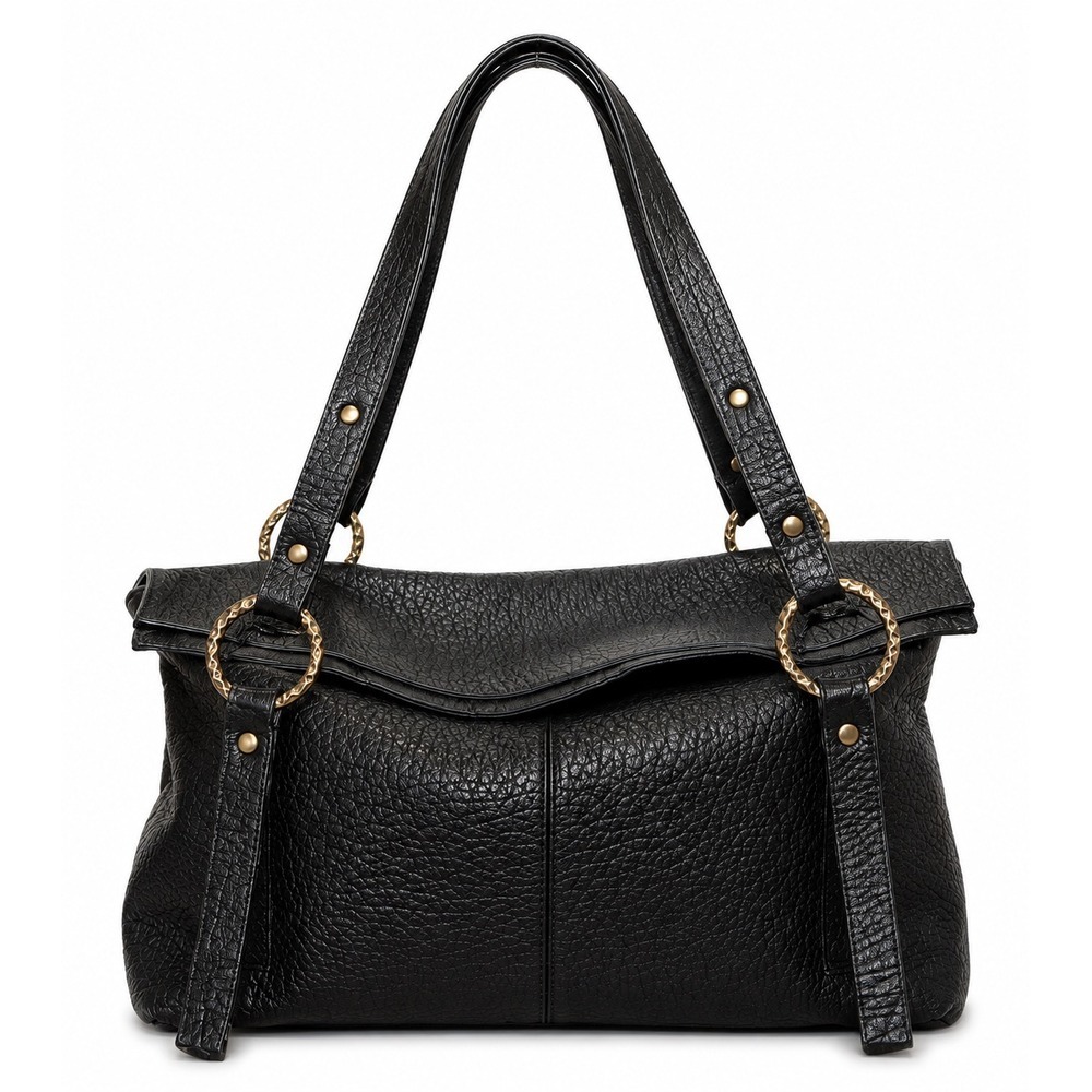 Marco Buggiani Black Pebbled Leather Shoulder Bag
